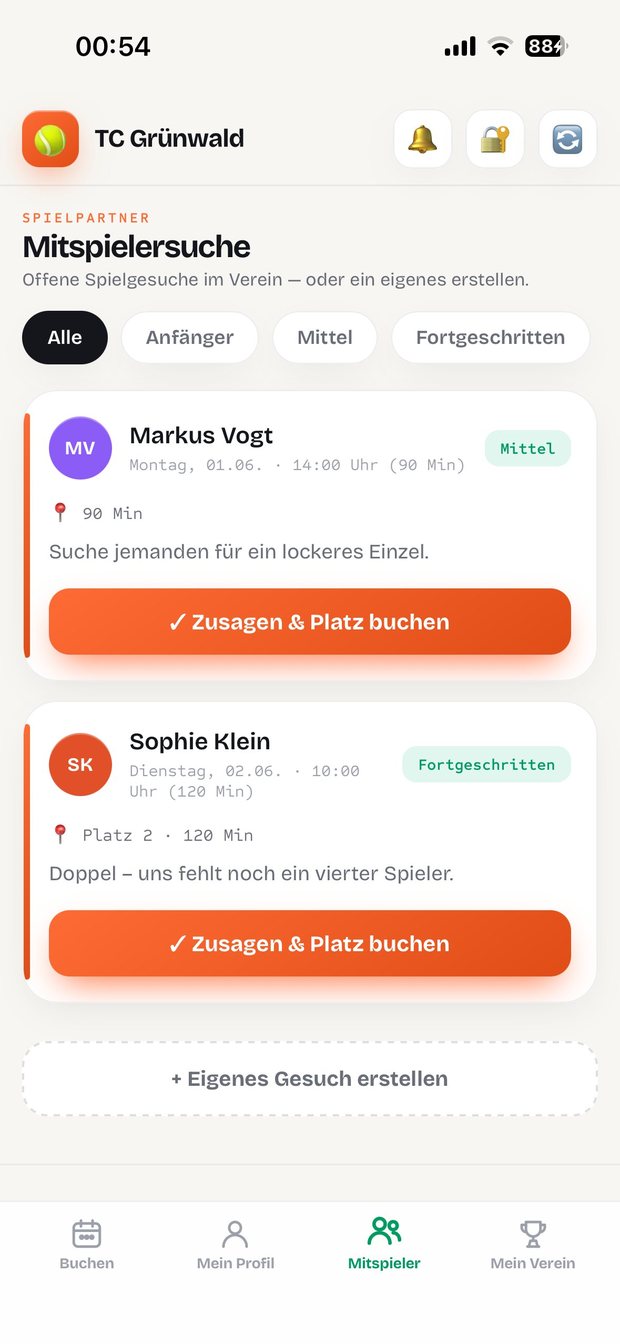 Clubbase Mitspielersuche